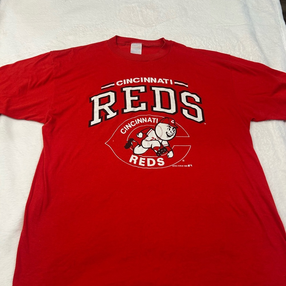 Vintage‎ 1989 Red Men's Short Sleeve Cincinnati Reds Baseball Tee